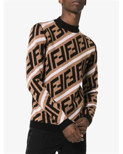 fendi brown logo sweater|fendi jumper men's.